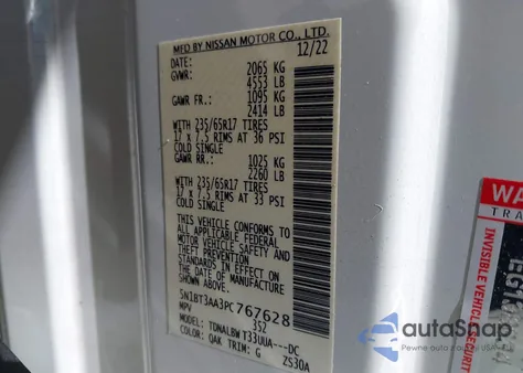 2023 Nissan Rogue S Fwd z USA, uszkodzony, nr VIN 5N1BT3AA3PC767628